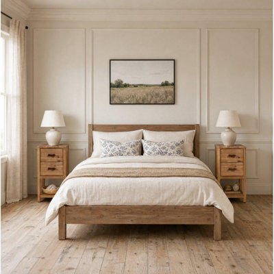Narrow Solid Wood Nightstand with Drawers(Set of 2）, Farmhouse End Table for Bedroom Living Room