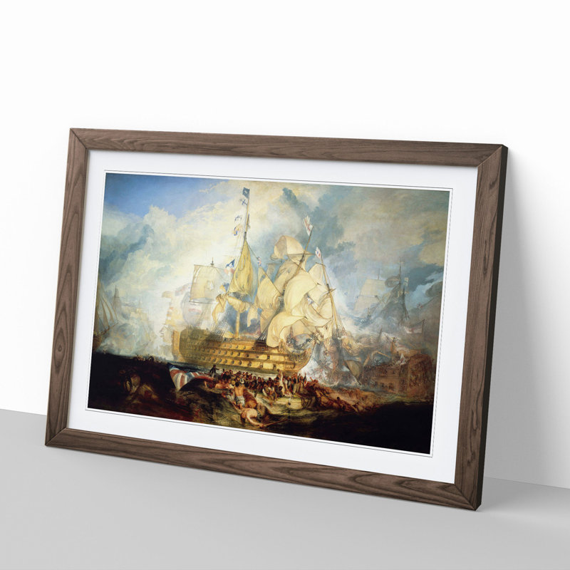 The Battle of Trafalgar by Joseph Mallord William Turner - Framed Print, 27cm H x 36cm W x 2cm D, Walnut Framed