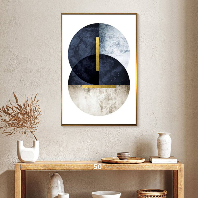 Bleu marine foncé, 25" x 37", Floating Frame Gold