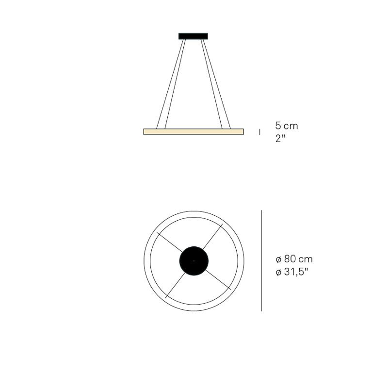 1 - Light LED Pendant, Blue, Matte Black, 2" H x 31.5" W x 31.5" D
