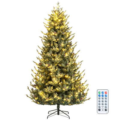 Sapin de Noël artificiel de 2,4 m (8 pi) avec 1474 branches, 560 lumières DEL et 56 pommes de pin