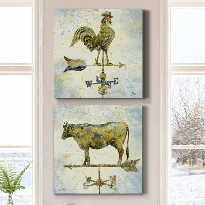 «Americana Rooster», ensemble de 2 impressions sur toile