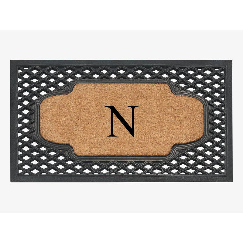 Tapis de porte d'extérieur antidérapant naturel 23 pi x 38 po à motif de coco naturel Alha, N