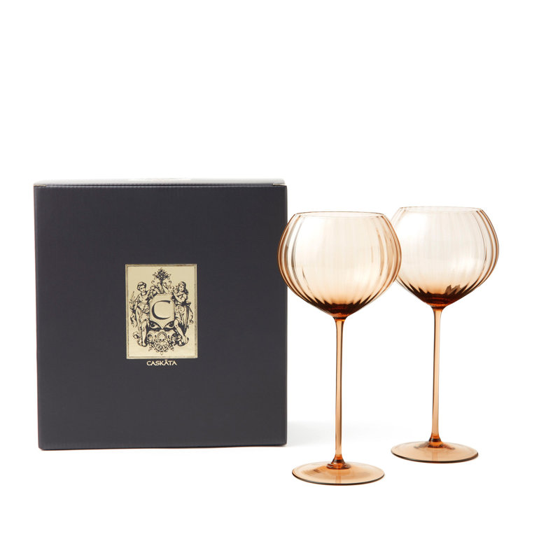 Quinn Handmade Crystal Red Wine Glass, Amber