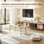 Table basse ovale, table basse avec pieds en bois massif, petite table d'appoint