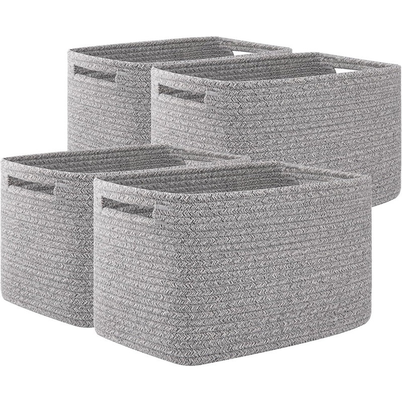 Paniers de rangement rectangulaires avec poignées - Bacs de rangement tissés