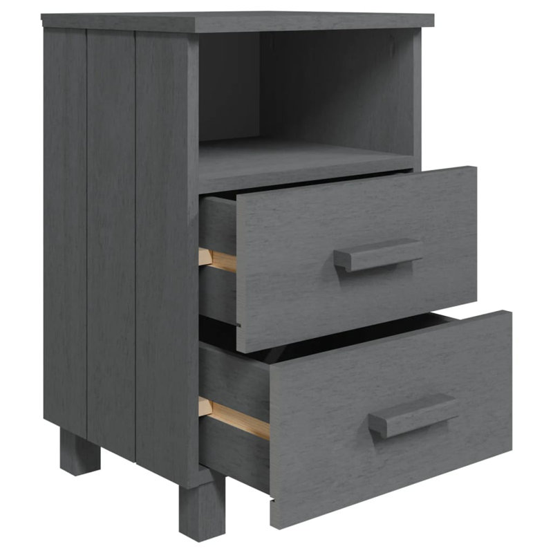 Ebern Designs Bedside Cabinets 40X35x62 Cm Solid Wood Pine, Dark Grey, Individual