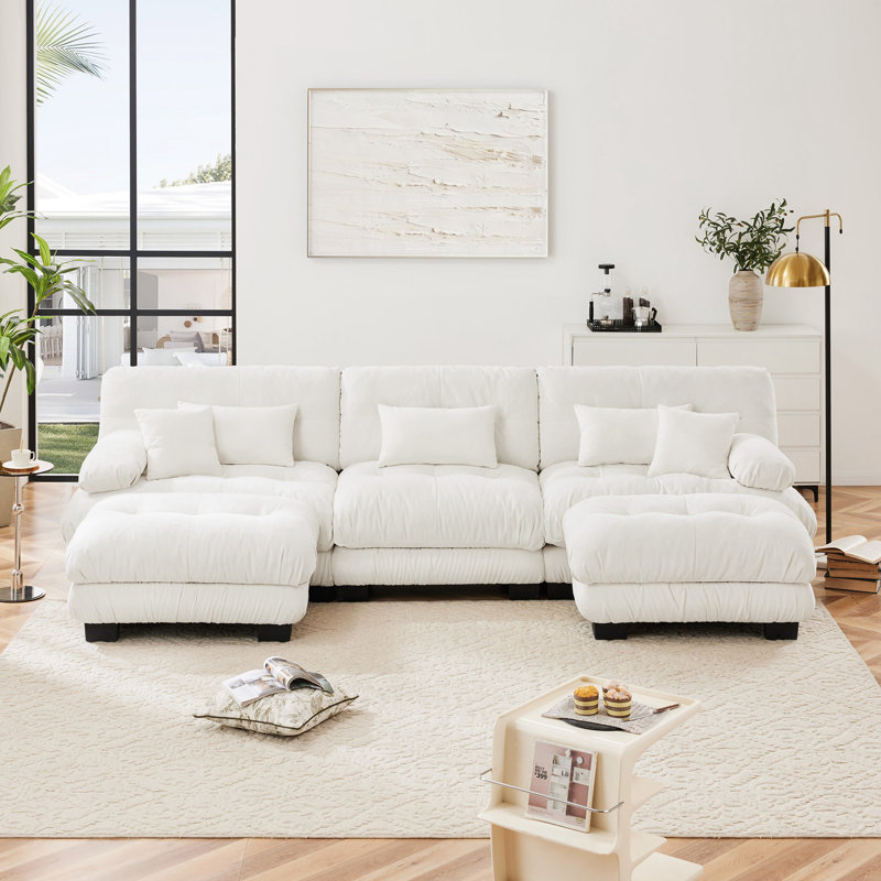 Canapé modulaire Luxury Luxury, Chenille blanche
