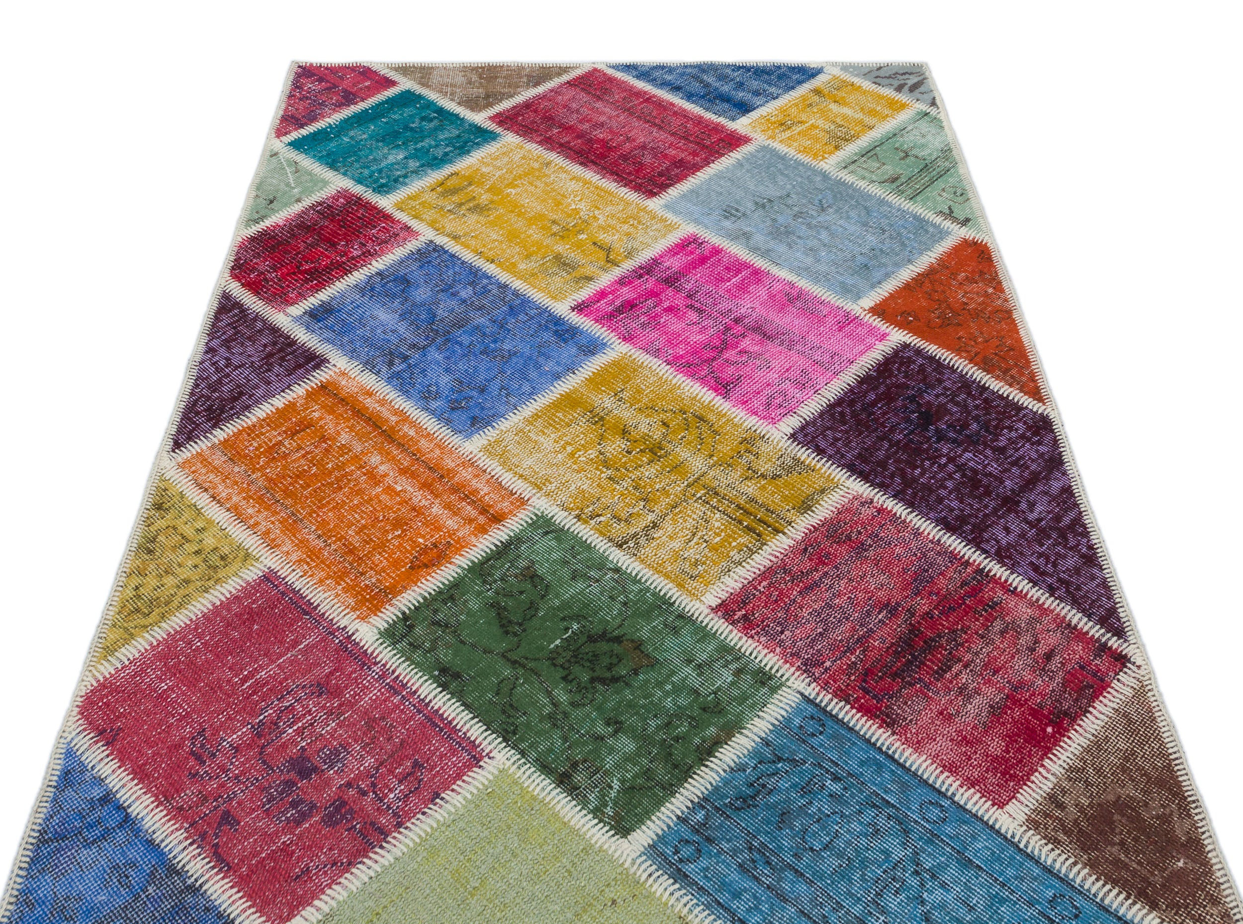 Aegean House Iskece Beige Patchwork Wool Handmade Area Rug | Wayfair