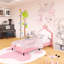 Lit simple princesse avec cadre en bois et tête de lit capitonnée-1904418589