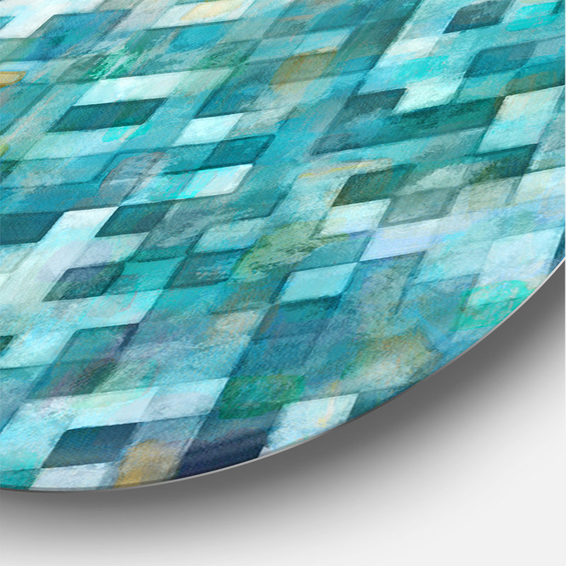 « Bloqué abstract II »-imprimé sur cercle en métal, H 11 po x l 11 po