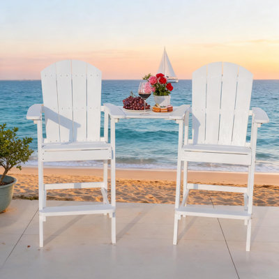 Outdoor Tall Adirondack Chairs With Tray,Patio Lounge Chair 3 In 1,High Back Wide Armrests,Ergonomic Design,For Patio,Camping,Pool,Outdoor Use.(Teak Color)