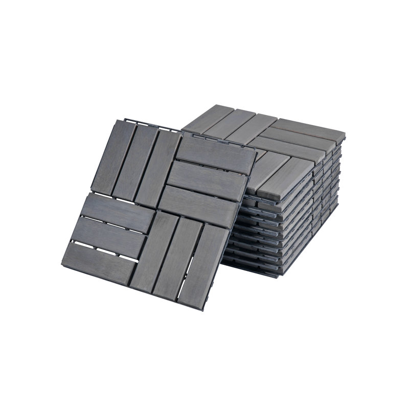 30 tuiles de terrasse à emboîtement, 30 po x 12 po, plancher de bois franc d'acacia carré pour terrasse, banc, bord de piscine, ...
