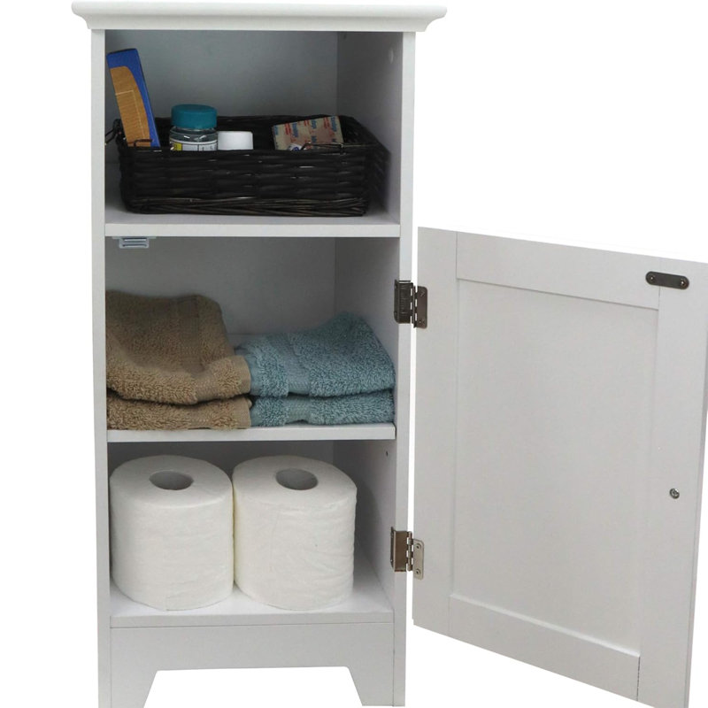  Shaker Style Single Door Cabinet, Bathroom Storage Organizer, White
