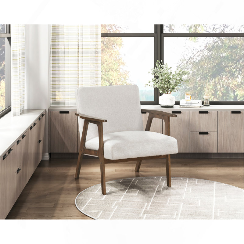 Siège d'appoint en tissu d'ameublement en bois d'hévéa massif beige, Beige