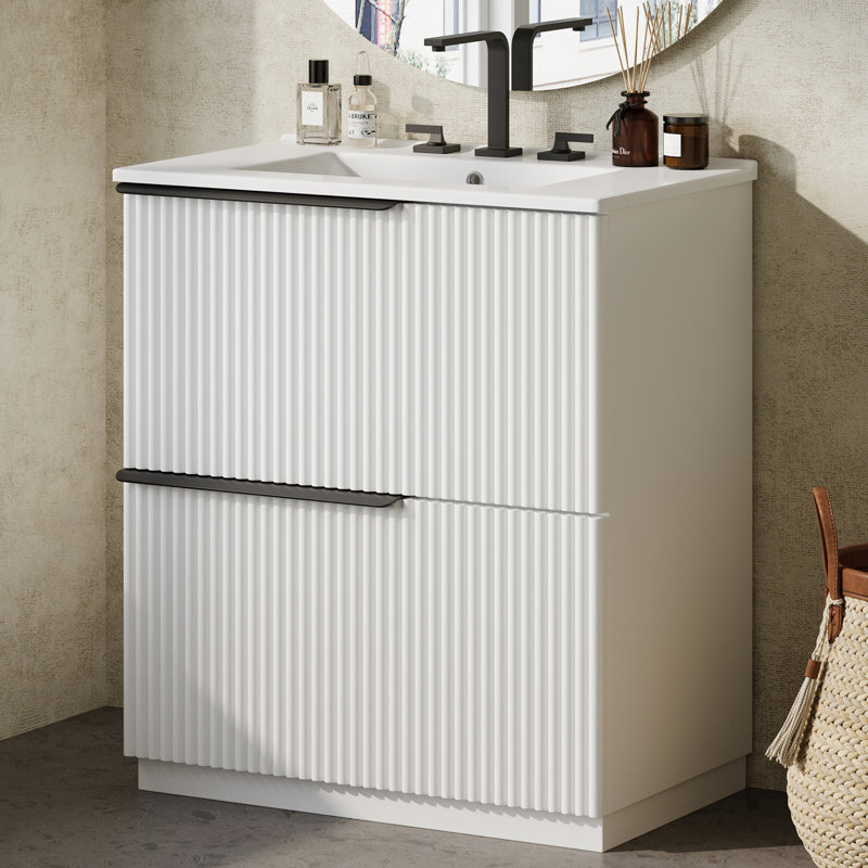 Bathroom Vanity with Ceramic Sink, White