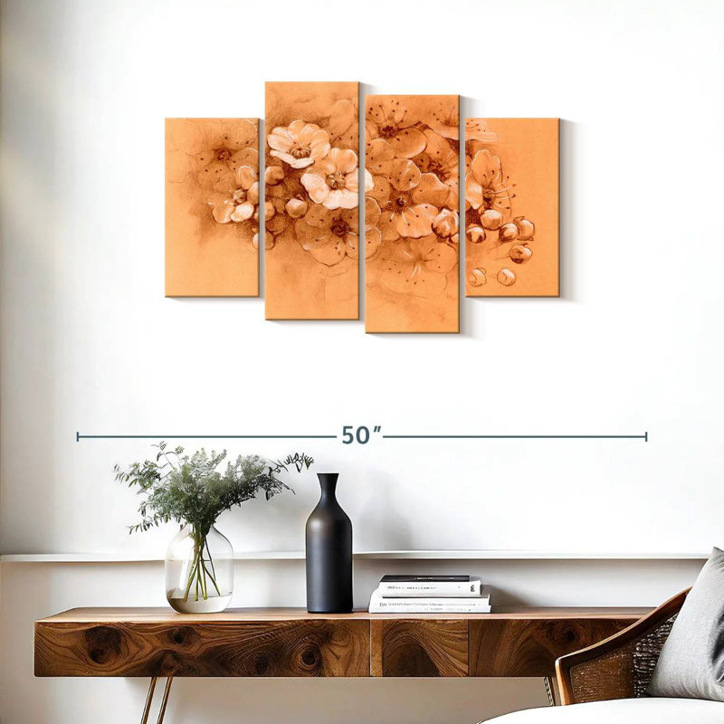 Harnek fleurs de printemps pastel orange, H 22 po x l 36 po