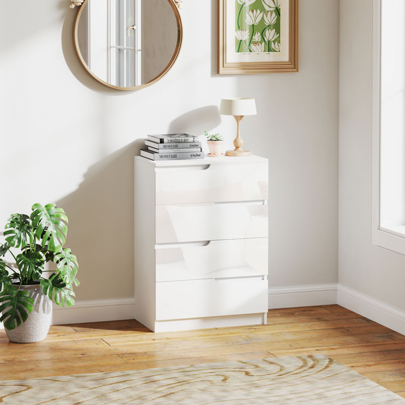 HOMCOM Modern Dresser 4 Drawers for Bedroom 60 x 40 x 85cm White