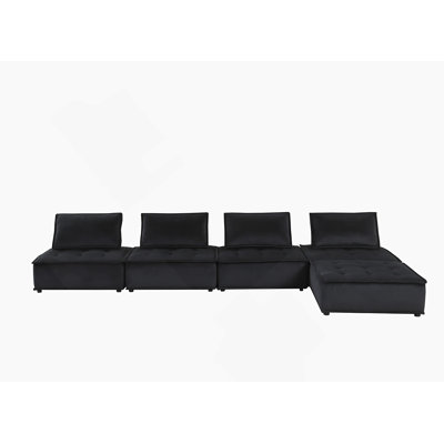 Luxurious Velvet 5-Piece Sectional Sofa With Ottoman For Spacious Comfort And Modern Elegance