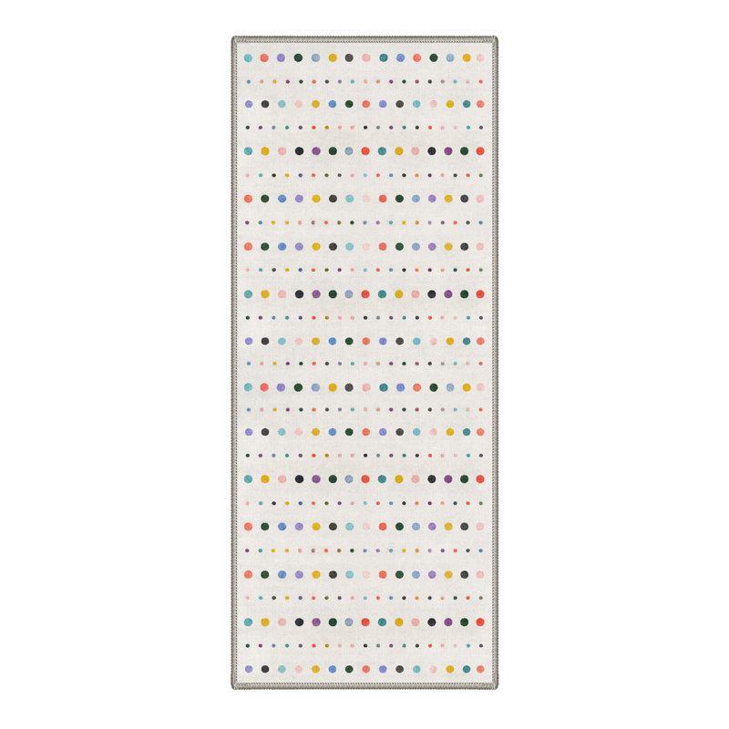 Tapis de couloir blanc / bleu lavable à la machine avec envers antidérapant, Runner 2' x 6'