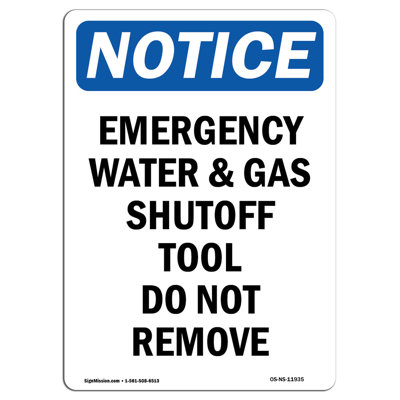 Emergency Water and Gas Shutoff Sign