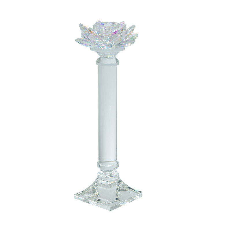 Porte-bougie en verre D4.5X11, H 11 po x l 4,3 po x P 4,3 po