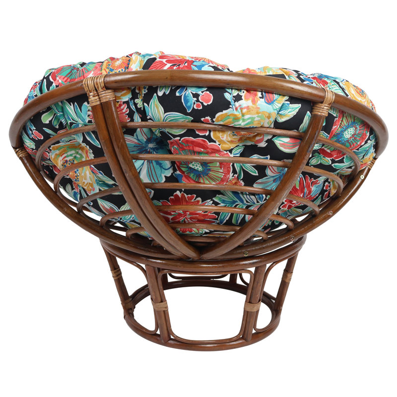 Outdoor Papasan Cushion (Cushion Only), 52" W x 52" D, Black/Colsen Noir Floral