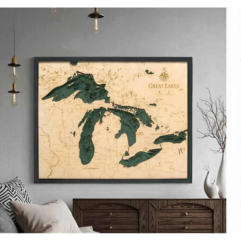 Trinx Nautical 3-D Wall Map - Great Lakes - Wayfair Canada