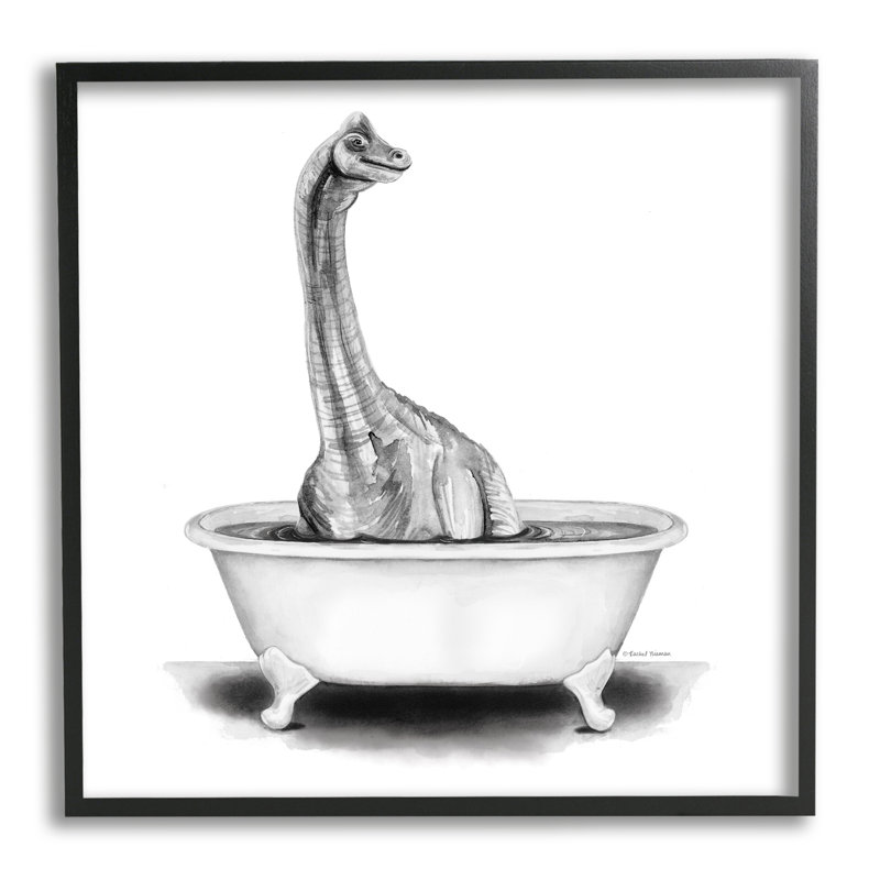 «Dinosaur Vintage Bathroom Tub», art giclée par Rachel Nieman, H 12 po x l 12 po x P 1,5 po, Giclée encadrée noir minuit