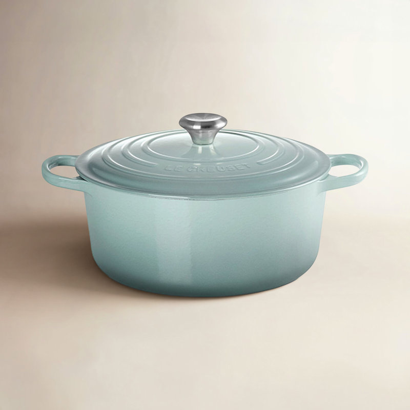 Le Creuset Signature Enameled Cast Iron Round Dutch Oven with Lid, 5.5 quarts, Sea Salt