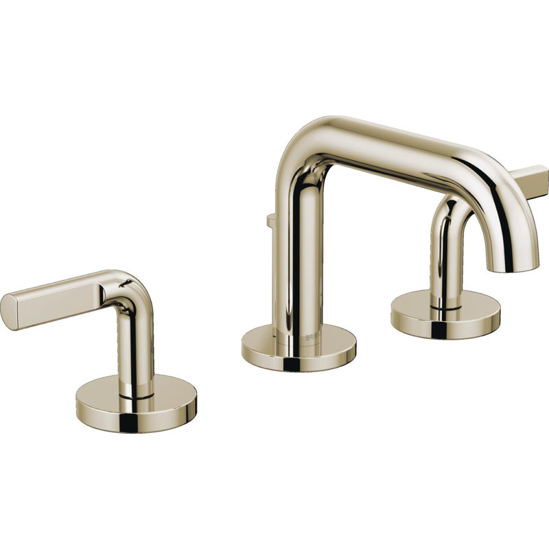 Litze® Widespread Lavatory Faucet With Low Spout, Notch Lever Handle, Polished Nickel, 1.5 GPM