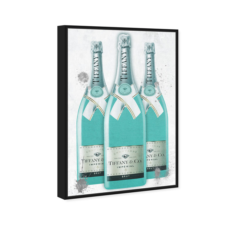 Diamants et bulles champagne - impression sur toile, H 15 po x l 10 po, Toile avec cadre noir
