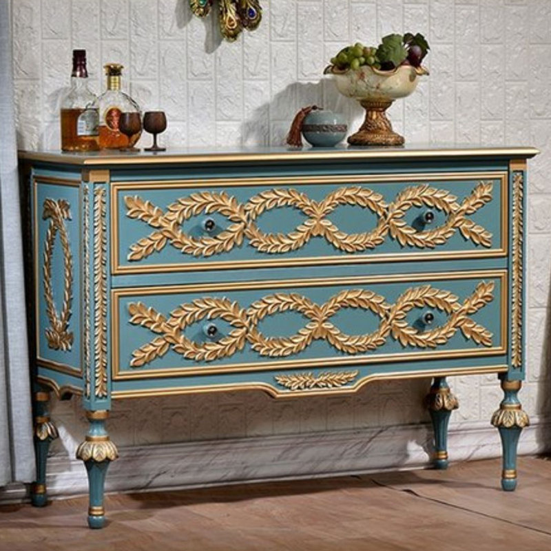 Armoire décorative American, Bleu, Bronze antique