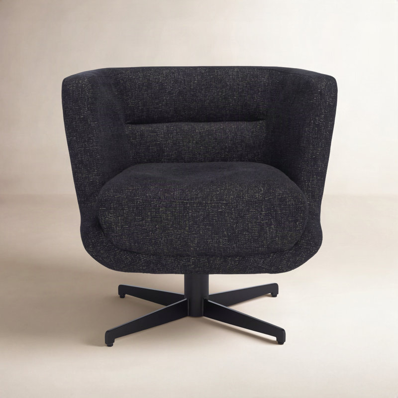 Fauteuil demi-tonneau pivotant de 27,17 po Arnelle, 100% polyester noir