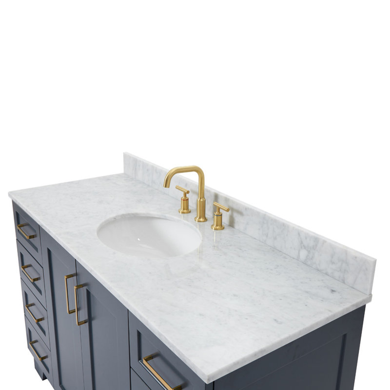 ARIEL TAYLOR 49 IN SINGLE RECTANGLE SINK VANITY, Oval, Gray, 54"