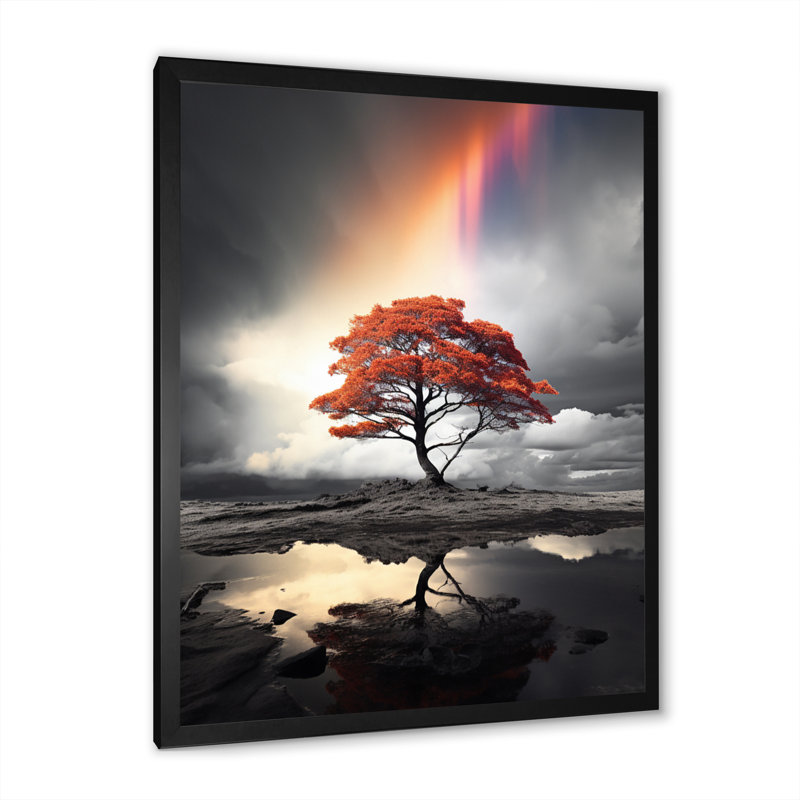 Orange Tree Rainbow Ethereal Radiance - Imprimé, Cadre photo noir, H 20 po x l 12 po x P 1 po