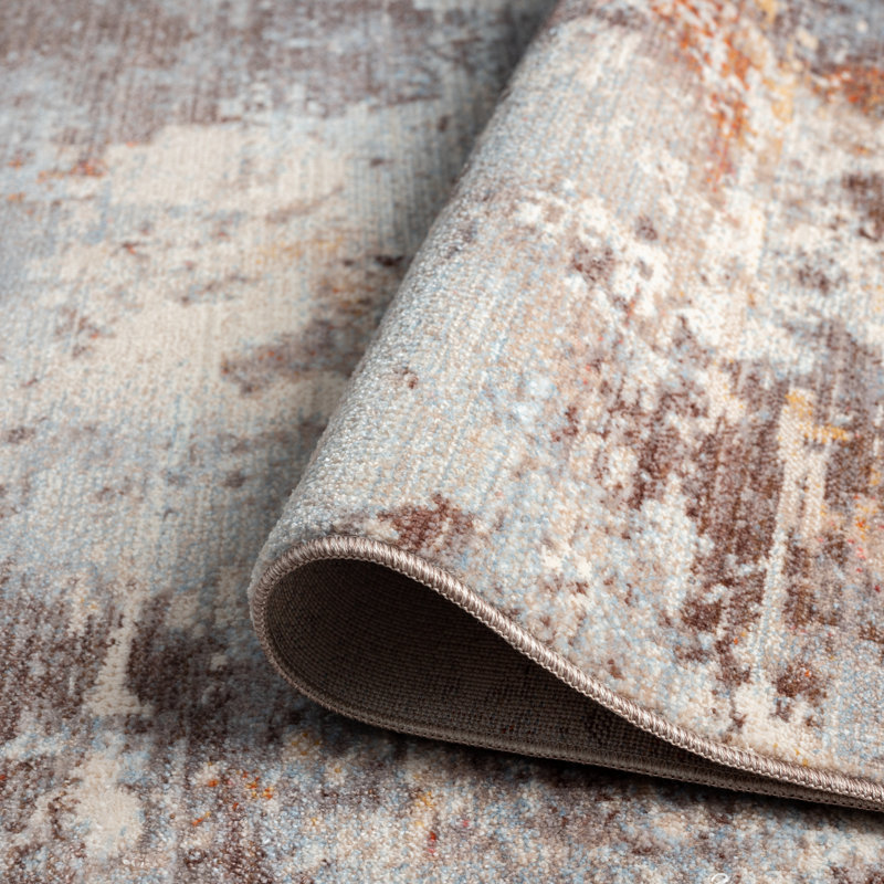 B Abstract Area Rug in Ivory, Rectangle 2' x 3'