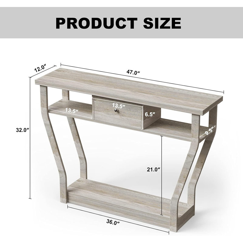 Modern Wooden Entryway Table With Drawer And Shelf, Multi-Functional Sofa Table For Living Room, Hallway, And Office