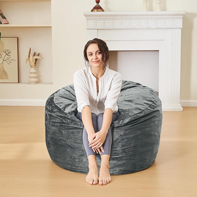 Fauteuil à billes pour salon - 3 pieds, gris foncé