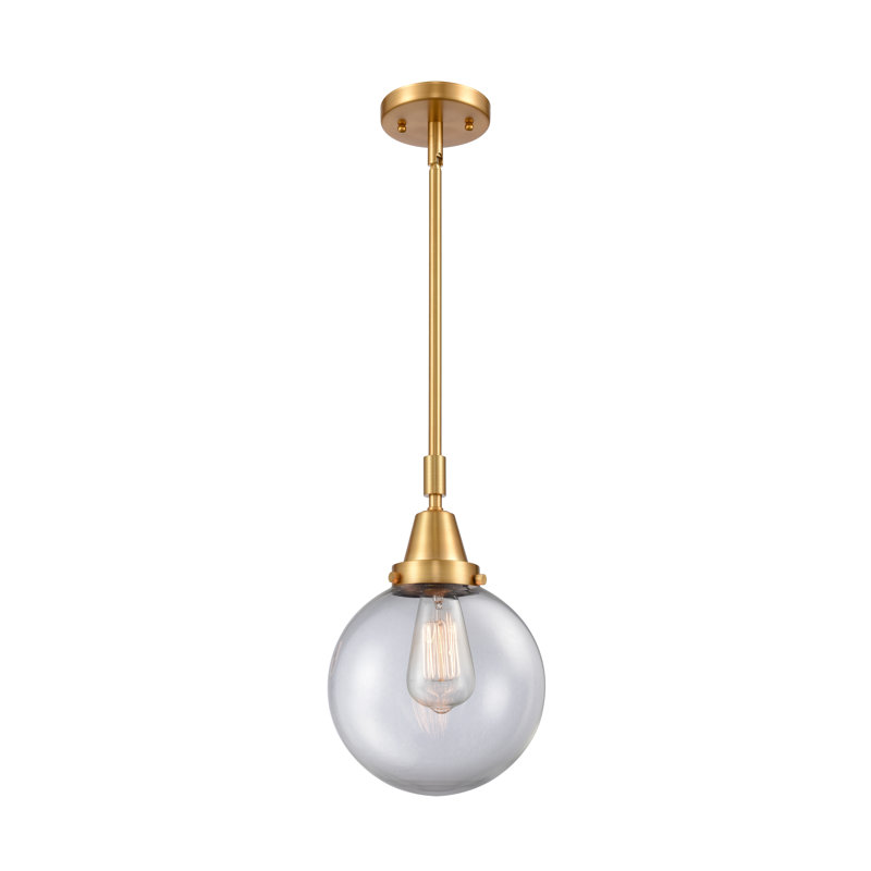 Luminaire suspendu sphère 1 lumière Lorri, H 45,62 po x l 8 po x P 8 po, Clair, Or satiné