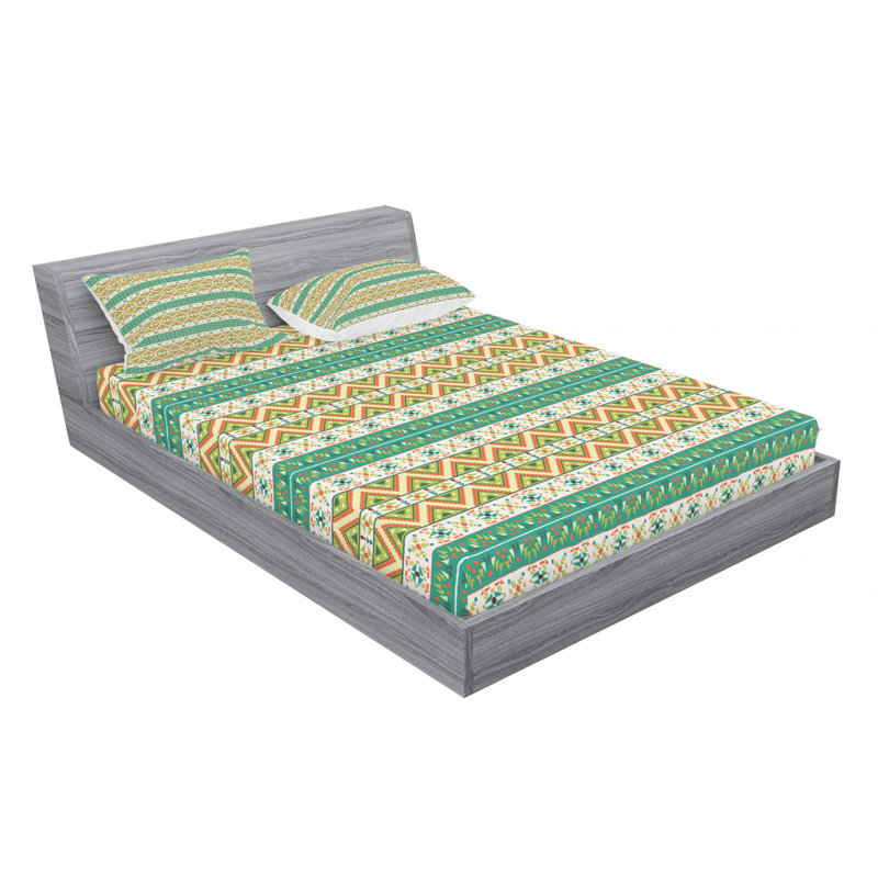 Microfiber Striped Sheet Set, Queen Sheet Set with Fitted Sheet