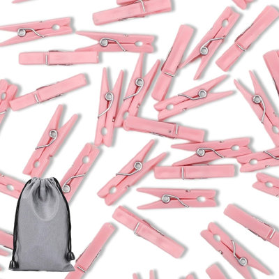 Paquet de 100 pinces à linge roses pour bébé, mini pinces en plastique de 1,37 pouce avec sac de rangement imperméable, épingles de jeu pour décorations, bricolage et événements