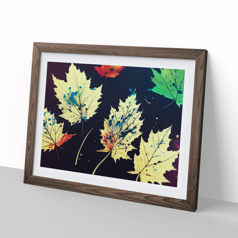 XH1022-6731X Paint Leaf Splash Vol.5 - Single Picture Frame Print, 46cm H x 64cm W x 2cm D, Walnut