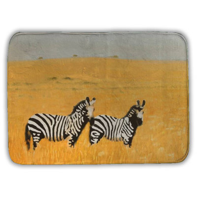Herd of zebra Bath Mat with Non-Slip Backing - Quick Dry Memory Foam Bathroom Rug - Absorbent - Modern Plush Spa-Style - Machine Washable