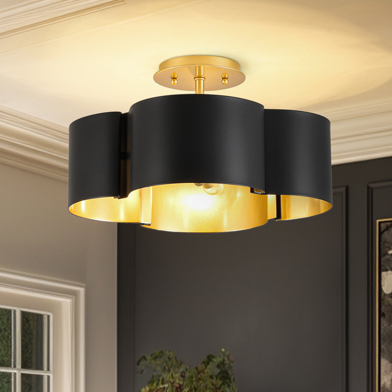 4 - Light Scalloped Shade Flower Drum Semi Flush Mount