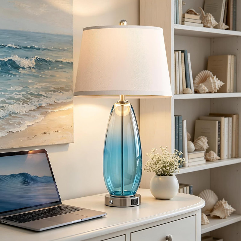 Lampes de table en verre de 68,5 cm pour salon, lampes de chevet tactiles (lot de 2) bleu dégradé