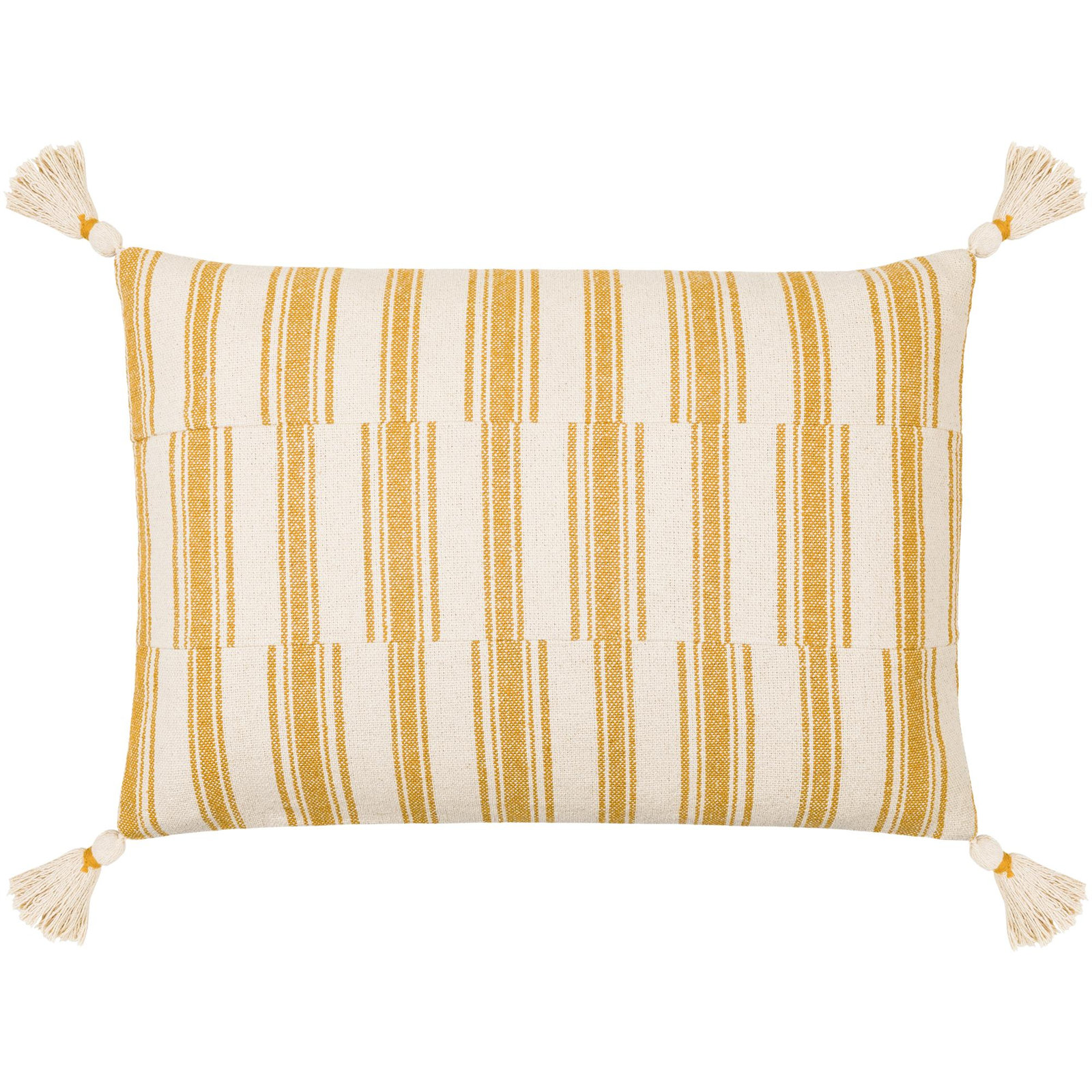 Robbia Tassels Cotton Lumbar Throw Pillow, Polyester/Polyfill