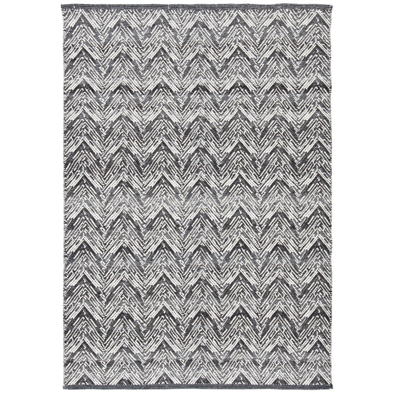 Coburn Kilim Hand Woven Wool Chevron Rug, Rectangle 4' x 6'