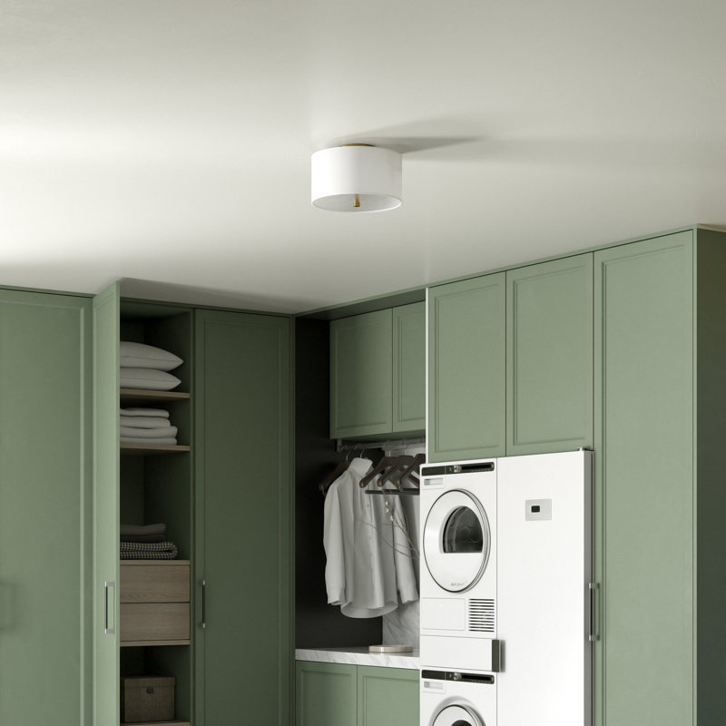 Plafonnier semi-encastré 1 lumière Ellis, Doré, H 9,6 po x l 12 po x P 12 po