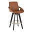 Tabouret de comptoir à hauteur fixe en similicuir de 26 po avec pieds en bois noir et repose-pieds rond Whitacre-113645588